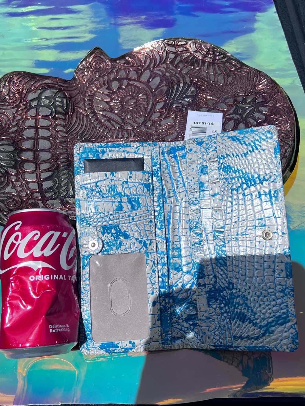 NWT Brahmin Ady Teal & White Leather Wallet in Mesmerized Melbourne - Picture 12 of 12